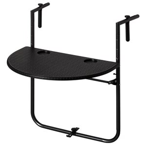 Gardenised Indoor and Outdoor Black Plastic Foldable Table