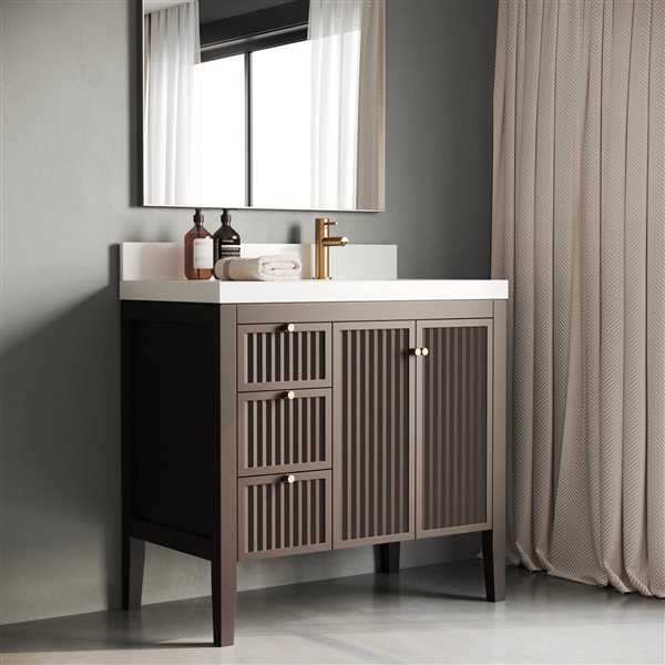 Urban Woodcraft Davos 36-in Single Espresso Coloured Vanity