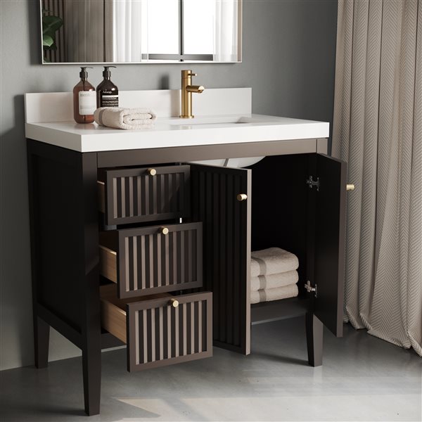 Urban Woodcraft Davos 36-in Single Espresso Coloured Vanity