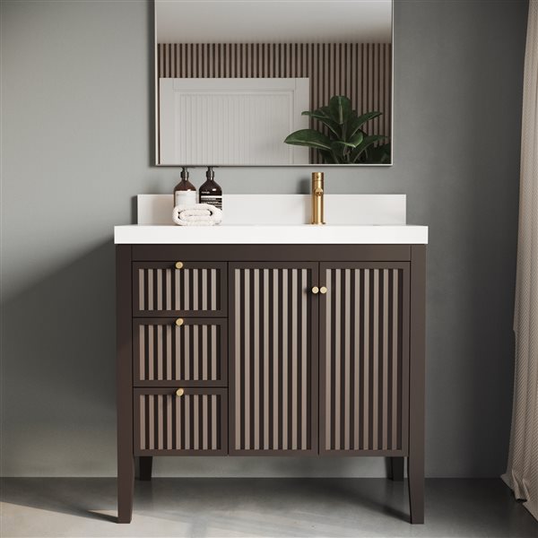 Urban Woodcraft Davos 36-in Single Espresso Coloured Vanity