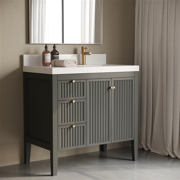 Urban Woodcraft Davos 36-in Single Grey Vanity
