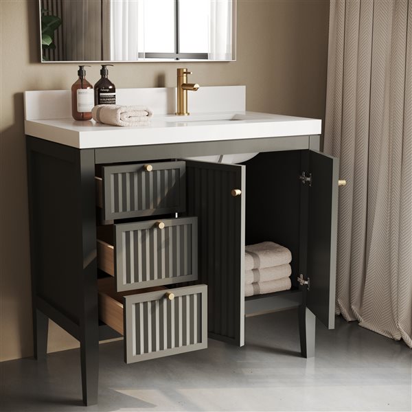 Urban Woodcraft Davos 36-in Single Grey Vanity