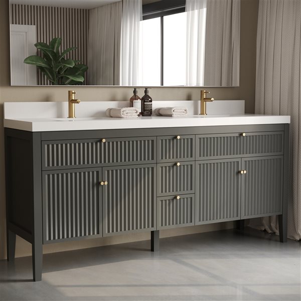 Urban Woodcraft Davos 72-in Double Grey Vanity