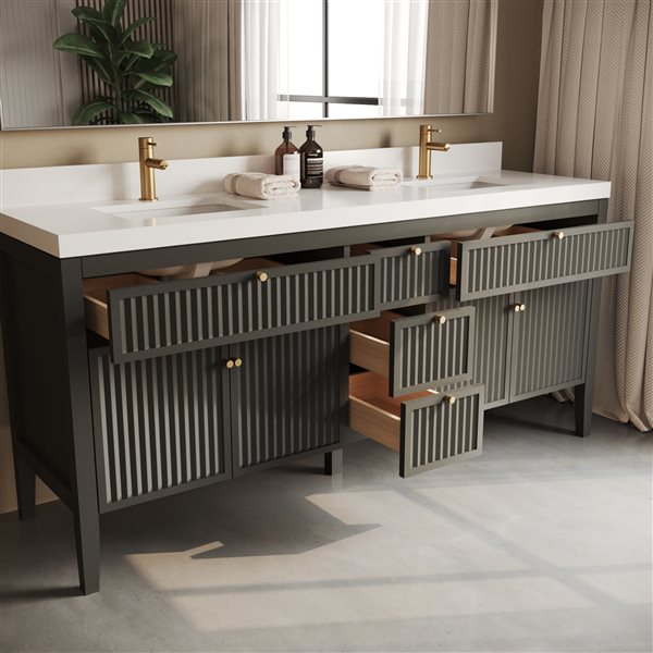 Urban Woodcraft Davos 72-in Double Grey Vanity