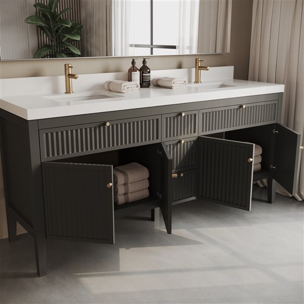 Urban Woodcraft Davos 72-in Double Grey Vanity