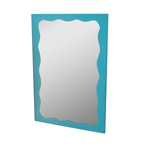 Miroir mural de salle de bain sans cadre Abby Decor Wonderland de 20,5 l. x 28,5 po h. rectangulaire turquoise