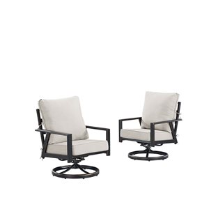 Oakland Living Lux Antique Copper Aluminum Outdoor Deep-Seating Swivel Rocker Club Chairs w/ Grey Cushions - Set of 2