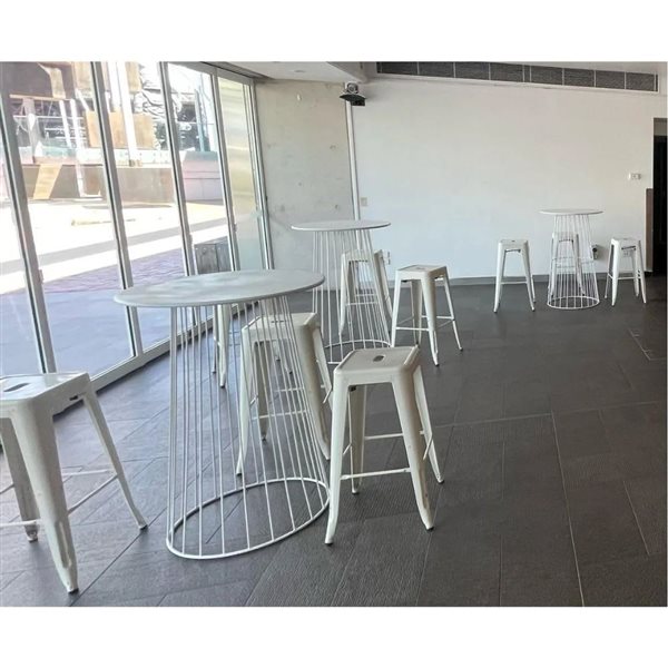 Take me Home White Metal Counter Height Stool