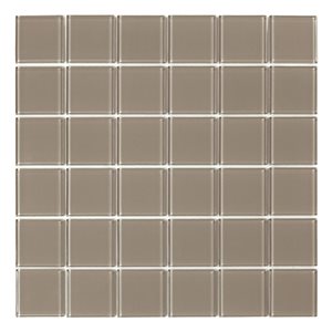 Échantillon 1 carreau de verre lustré OAK SpeedTiles 4 L. x 4 po l. autocollante motif carré taupe