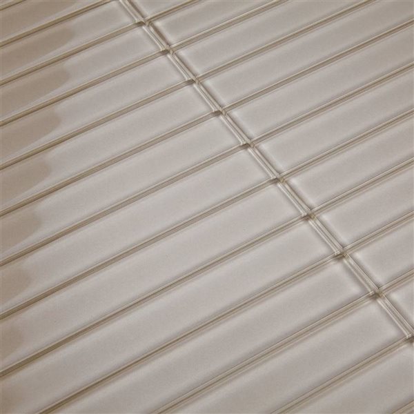SpeedTiles ELM Taupe 4 L x 4-in W Glossy Glass Linear Peel-and-Stick Tile Sample