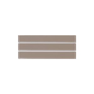 Échantillon 1 carreau de verre lustré CHESTNUT SpeedTiles 4 L. x 4 po l. autocollante linéaire taupe
