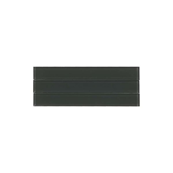 SpeedTiles THYME 6-Pack Dark Green 8 L x 3-in W Glossy Glass Linear Peel-and-Stick Tile