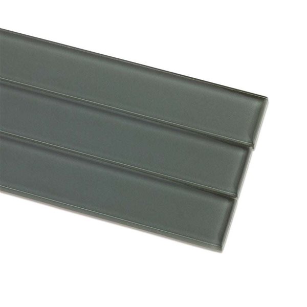 SpeedTiles THYME 6-Pack Dark Green 8 L x 3-in W Glossy Glass Linear Peel-and-Stick Tile