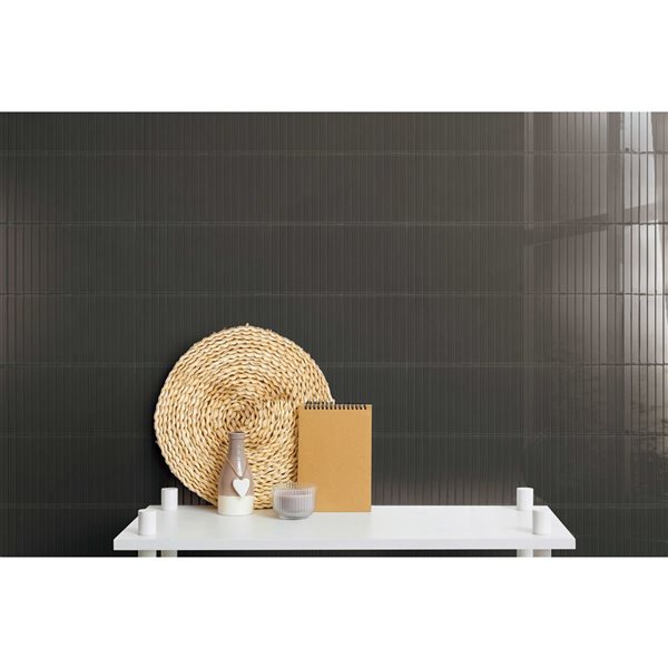 SpeedTiles SPRUCE Dark Green 4 L x 4-in W Glossy Glass Linear Peel-and-Stick Tile Sample