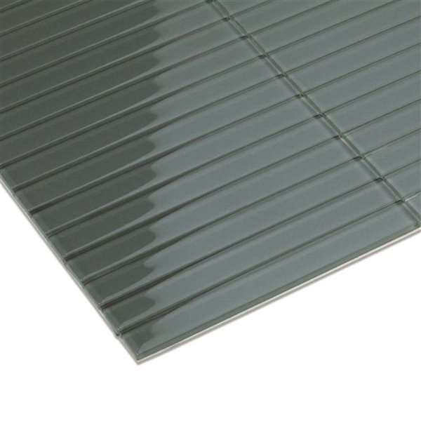SpeedTiles SPRUCE Dark Green 4 L x 4-in W Glossy Glass Linear Peel-and-Stick Tile Sample