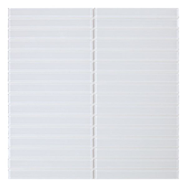 SpeedTiles MAGNOLIA Off-White 4 L x 4-in W Glossy Glass Linear Peel-and-Stick Tile Sample