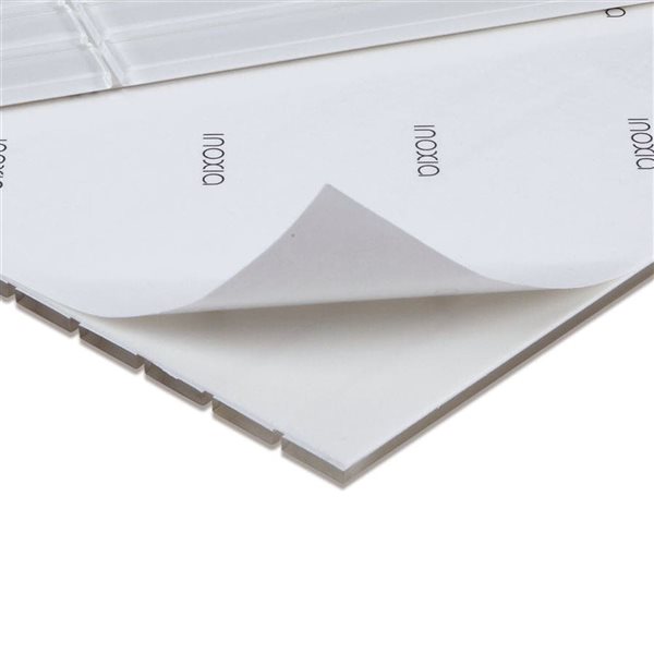 SpeedTiles MAGNOLIA Off-White 4 L x 4-in W Glossy Glass Linear Peel-and-Stick Tile Sample