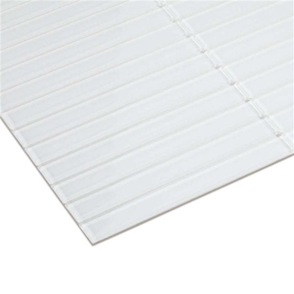 SpeedTiles MAGNOLIA Off-White 4 L x 4-in W Glossy Glass Linear Peel-and-Stick Tile Sample
