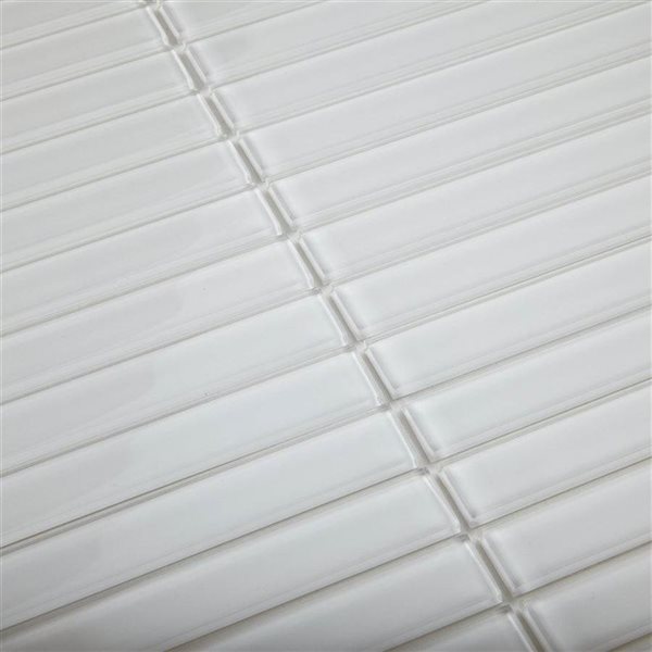 SpeedTiles MAGNOLIA Off-White 4 L x 4-in W Glossy Glass Linear Peel-and-Stick Tile Sample