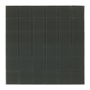 Échantillon 1 carreau de verre lustré BUIS SpeedTiles 4 L. x 4 po l. autocollante motif carrés vert foncé