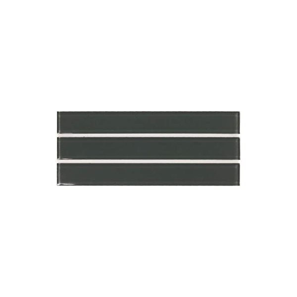 SpeedTiles JUNIPER Dark Green 4 L x 4-in W Glossy Glass Linear Peel-and-Stick Tile Sample