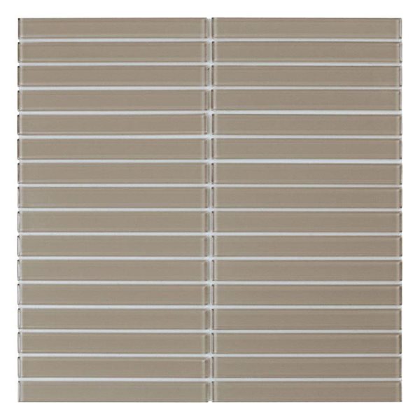 SpeedTiles CEDAR 6-Pack Taupe 11.9 L x 11.9-in W Glossy Glass Linear Peel-and-Stick Tile