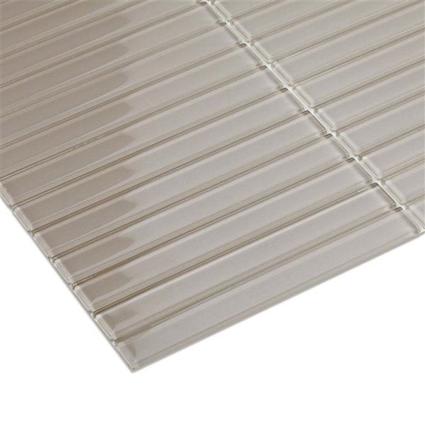 SpeedTiles CEDAR 6-Pack Taupe 11.9 L x 11.9-in W Glossy Glass Linear Peel-and-Stick Tile