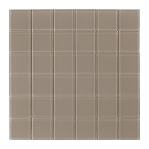Boite de 6 carreaux de verre lustré PIN SpeedTiles 11,33 L. x 11,33 po l. autocollante motif carré taupe