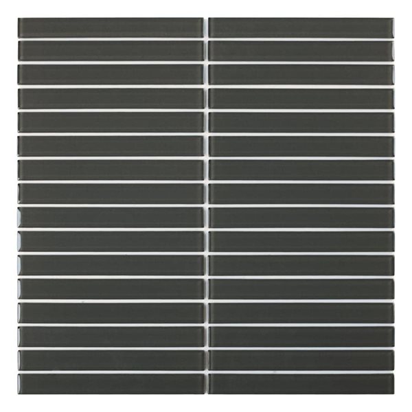 SpeedTiles HOSTA Dark Green 4 L x 4-in W Glossy Glass Linear Peel-and-Stick Tile Sample