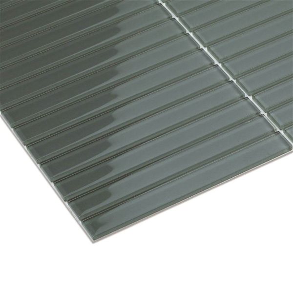 SpeedTiles HOSTA Dark Green 4 L x 4-in W Glossy Glass Linear Peel-and-Stick Tile Sample