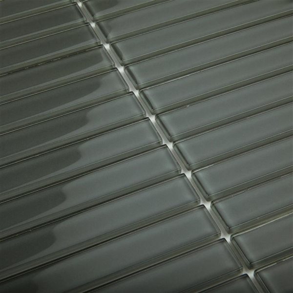 SpeedTiles HOSTA Dark Green 4 L x 4-in W Glossy Glass Linear Peel-and-Stick Tile Sample