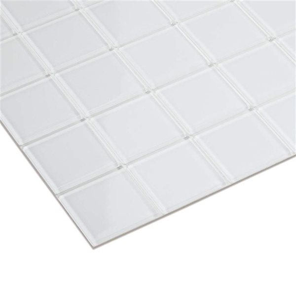 SpeedTiles ORCHID Off-White 4 L x 4-in W Glossy Glass Squares Peel-and-Stick Tile Sample