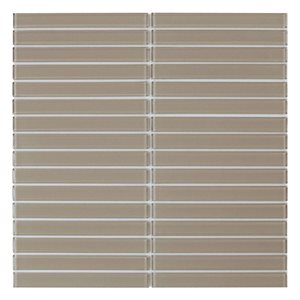 SpeedTiles CEDAR Taupe 4 L x 4-in W Glossy Glass Linear Peel-and-Stick Tile Sample