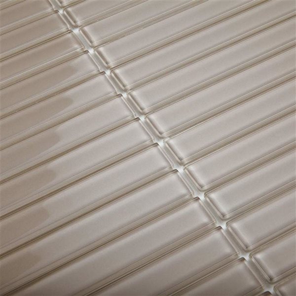 SpeedTiles CEDAR Taupe 4 L x 4-in W Glossy Glass Linear Peel-and-Stick Tile Sample
