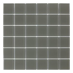 Boite de 6 carreaux de verre lustré LOTUS SpeedTiles 11,73 L. x 11,73 po l. autocollante motif carré vert
