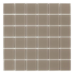 SpeedTiles OAK 6-Pack Taupe 11.73 L x 11.73-in W Glossy Glass Squares Peel-and-Stick Tile