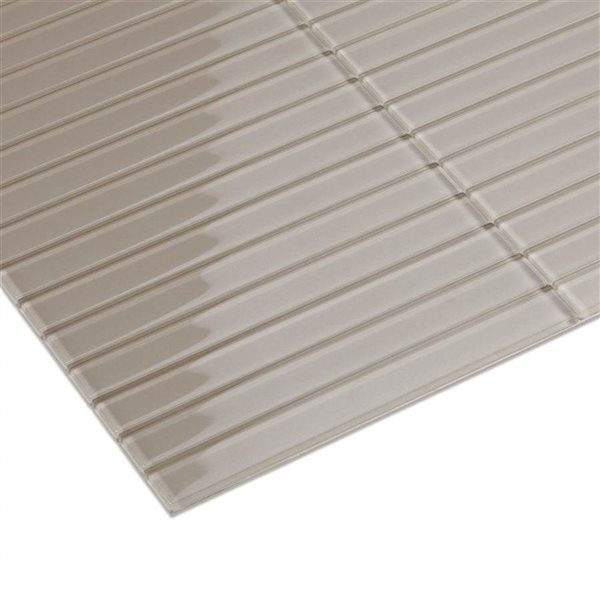 SpeedTiles ELM 6-Pack Taupe 11.37 L x 11.81-in W Glossy Glass Linear Peel-and-Stick Tile