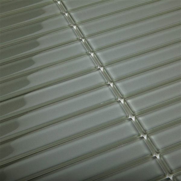 SpeedTiles EUCALYPTUS Green 4 L x 4-in W Glossy Glass Linear Peel-and-Stick Tile Sample