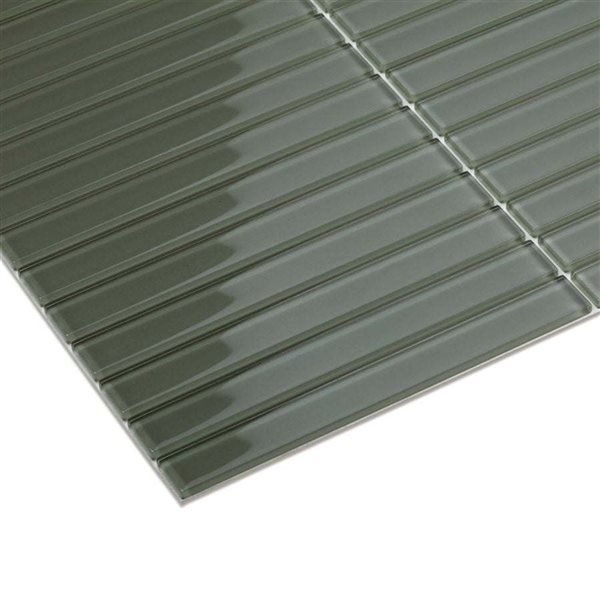 SpeedTiles EUCALYPTUS Green 4 L x 4-in W Glossy Glass Linear Peel-and-Stick Tile Sample