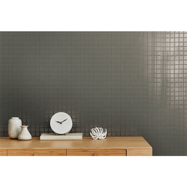 SpeedTiles OLIVE 6-Pack Green 11.33 L x 11.33-in W Glossy Glass Squares Peel-and-Stick Tile