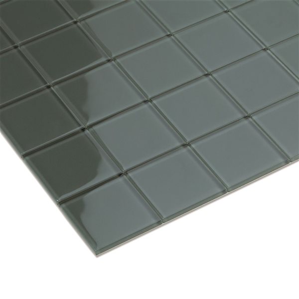 SpeedTiles OLIVE 6-Pack Green 11.33 L x 11.33-in W Glossy Glass Squares Peel-and-Stick Tile