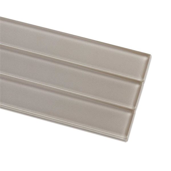 SpeedTiles WILLOW Taupe 4 L x 4-in W Glossy Glass Linear Peel-and-Stick Tile Sample