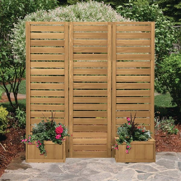 Yardistry Fusion Cedar Privacy Screen w/ Planters