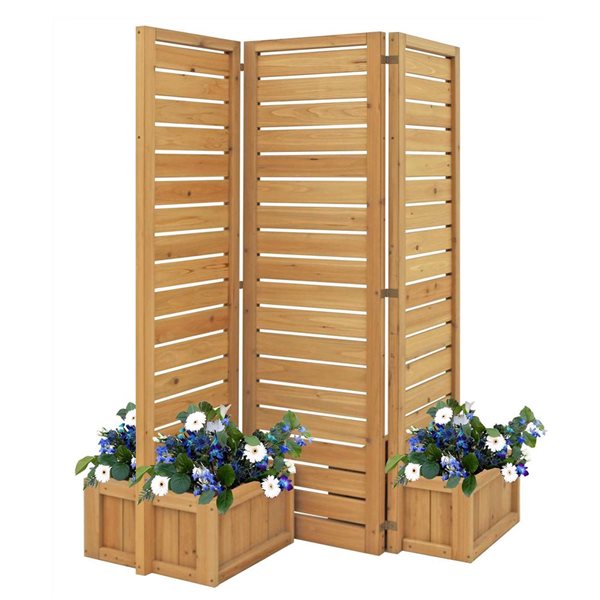 Yardistry Fusion Cedar Privacy Screen w/ Planters