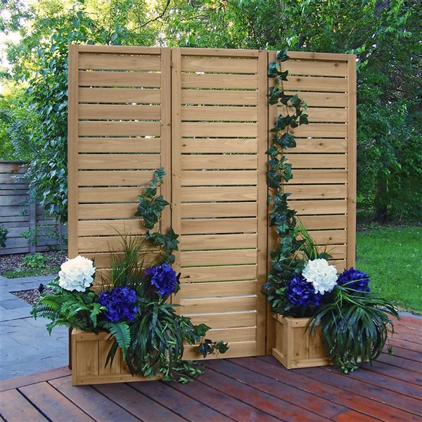 Yardistry Fusion Cedar Privacy Screen w/ Planters