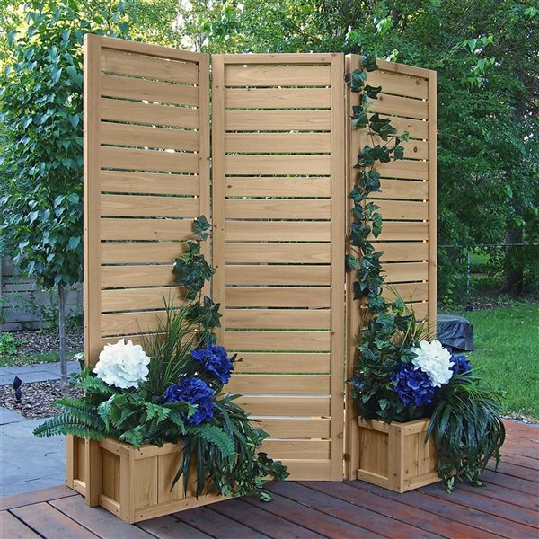 Yardistry Fusion Cedar Privacy Screen w/ Planters