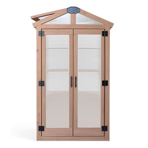Serre urbaine Yardistry en bois de cèdre et fenêtres en polycarbonate