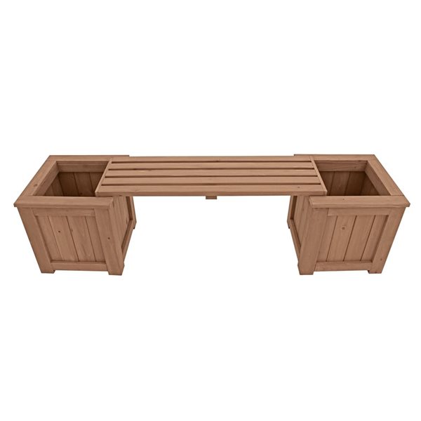 Yardistry Cedar Wood Planter Bench w/ Integrated Planters