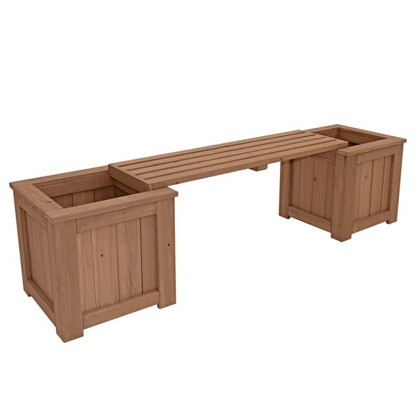 Yardistry Cedar Wood Planter Bench w/ Integrated Planters
