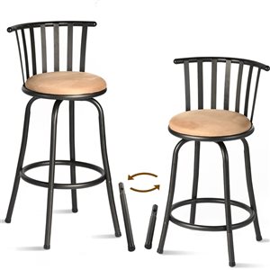 Homy Casa Set of 2 Outdoor Swivel Bar Stools 24-29-in Adjustable Height - Brown